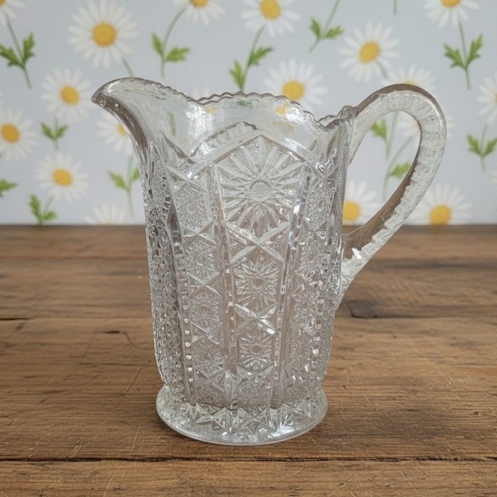 Indiana Glass Paneled‎ Daisy Pitcher, EAPG Pitcher, 32 oz Serveware, Glassware